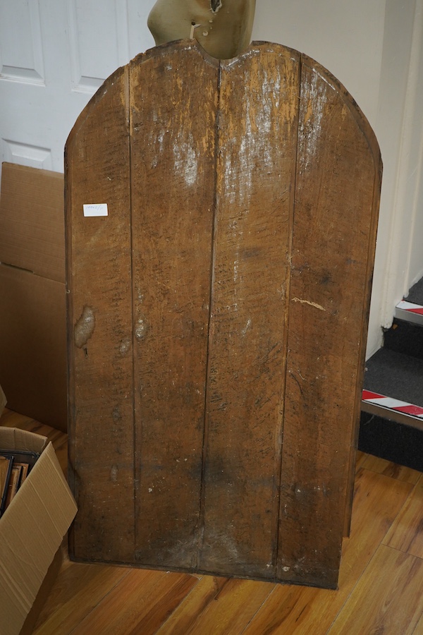 19th century, French School, Waterfall before a chateau, oil on wood panel, unframed, 121 x 66cm